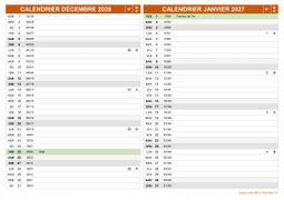 Calendrier pour les mois de Décembre 2026 et Janvier 2027 paysage 2