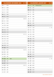 Calendrier pour les mois de Décembre 2026 et Janvier 2027 portrait 2