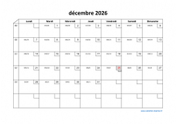 Calendrier décembre 2026 modele 02