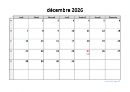 Calendrier décembre 2026 modele 03