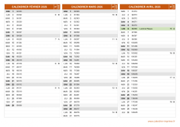 Calendrier pour les mois de Février à Avril 2026 paysage 2