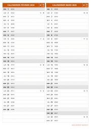 Calendrier pour les mois de Février et Mars 2026 portrait 2