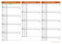 Calendrier pour les mois de Janvier à Mars 2026 paysage 2