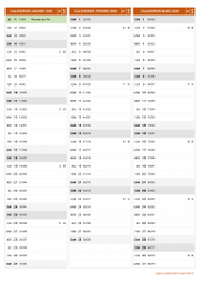 Calendrier pour les mois de Janvier à Mars 2026 portrait 2
