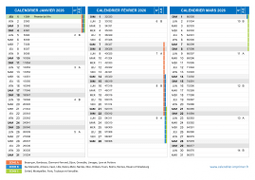 Calendrier scolaire pour Janvier à Mars 2026 paysage 2