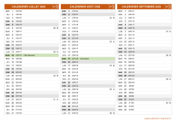 Calendrier pour les mois de Juillet à Septembre 2026 paysage 2