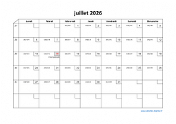 Calendrier juillet 2026 modele 02