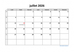 Calendrier juillet 2026 modele 03