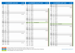 Calendrier scolaire pour Juin à Août 2026 paysage 2