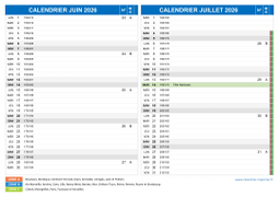 Calendrier scolaire pour Juin et Juillet 2026 paysage 2