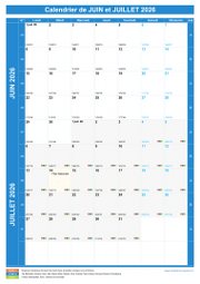 Calendrier scolaire pour Juin et Juillet 2026 portrait 1