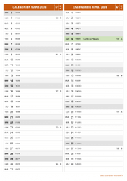 Calendrier pour les mois de Mars et Avril 2026 portrait 2