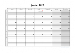 Calendrier Mensuel 2026 Modele 05