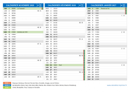 Calendrier scolaire pour Novembre 2026 à Janvier 2027 paysage 2