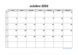 Calendrier octobre 2026 modele 03