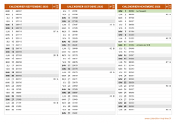 Calendrier pour les mois de Septembre à Novembre 2026 paysage 2
