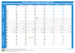 Calendrier scolaire pour Septembre à Novembre 2026 paysage 1
