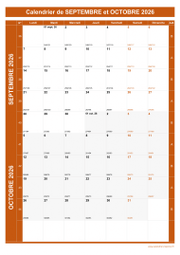 Calendrier pour les mois de Septembre et Octobre 2026 portrait 1