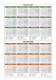 Calendrier Janvier 2027 à Décembre 2028 Vertical Modèle 02