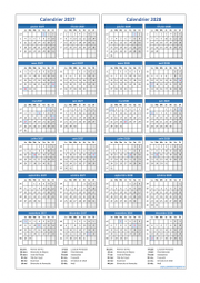Calendrier Janvier 2027 à Décembre 2028 Vertical Modèle 03