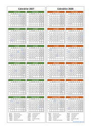 Calendrier Janvier 2027 à Décembre 2028 Vertical Modèle 04