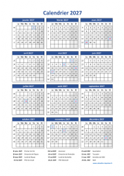 Calendrier Annuel 2027 Vacances Vertical