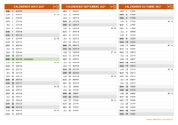 Calendrier pour les mois de Août à Octobre 2027 paysage 2