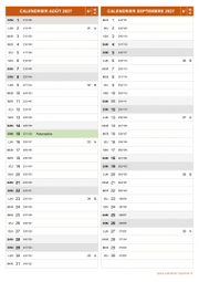 Calendrier pour les mois de Août et Septembre 2027 portrait 2