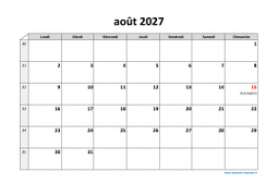 Calendrier août 2027 modele 03