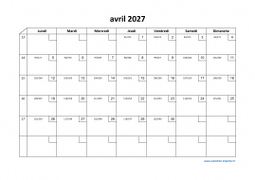 Calendrier avril 2027 modele 02