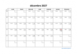 Calendrier décembre 2027 modele 02