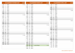 Calendrier pour les mois de Février à Avril 2027 paysage 2