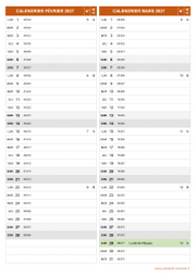 Calendrier pour les mois de Février et Mars 2027 portrait 2