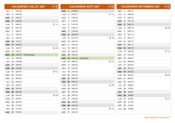 Calendrier pour les mois de Juillet à Septembre 2027 paysage 2