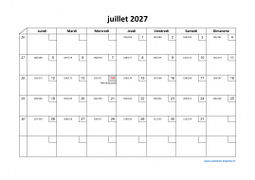 Calendrier juillet 2027 modele 02