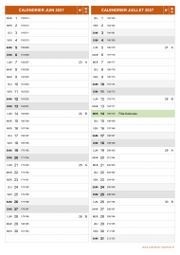Calendrier pour les mois de Juin et Juillet 2027 portrait 2