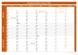 Calendrier pour les mois de Mai à Juillet 2027 paysage 1