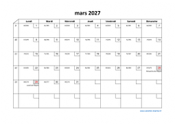 Calendrier mars 2027 modele 02