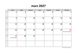 Calendrier mars 2027 modele 03
