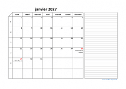 Calendrier mars 2027 modele 06