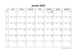 Calendrier Mensuel 2027 Modele 02