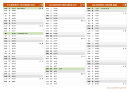 Calendrier pour les mois de Novembre 2027 à Janvier 2028 paysage 2