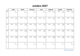 Calendrier octobre 2027 modele 02