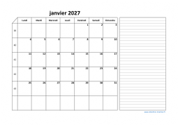 Calendrier octobre 2027 modele 06