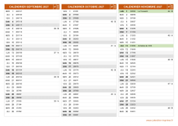 Calendrier pour les mois de Septembre à Novembre 2027 paysage 2